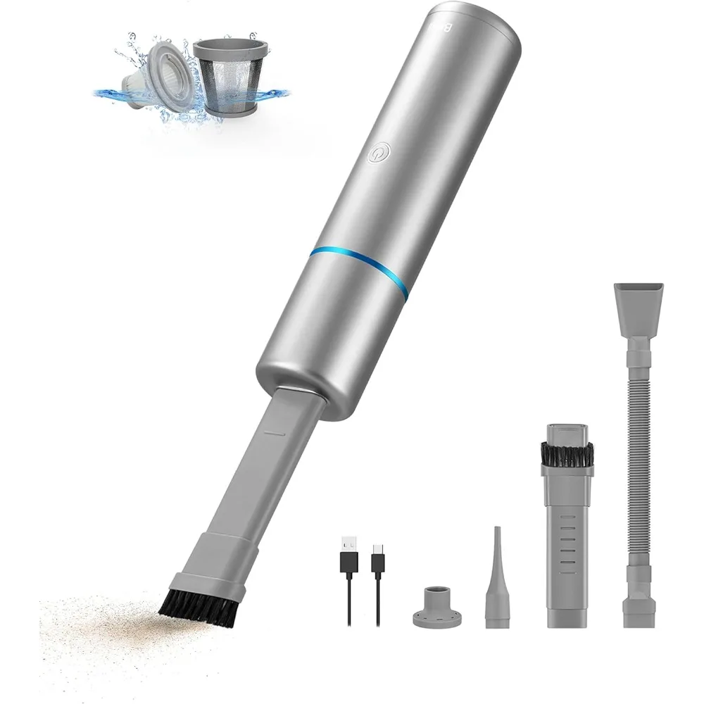 

Crevice Vacuum, Handheld Vacuum & Air Duster & Hand Pump 3 in 1, Cordless Mini Vacuum, 3 Kinds of Crevice Nozzles, Lightweight
