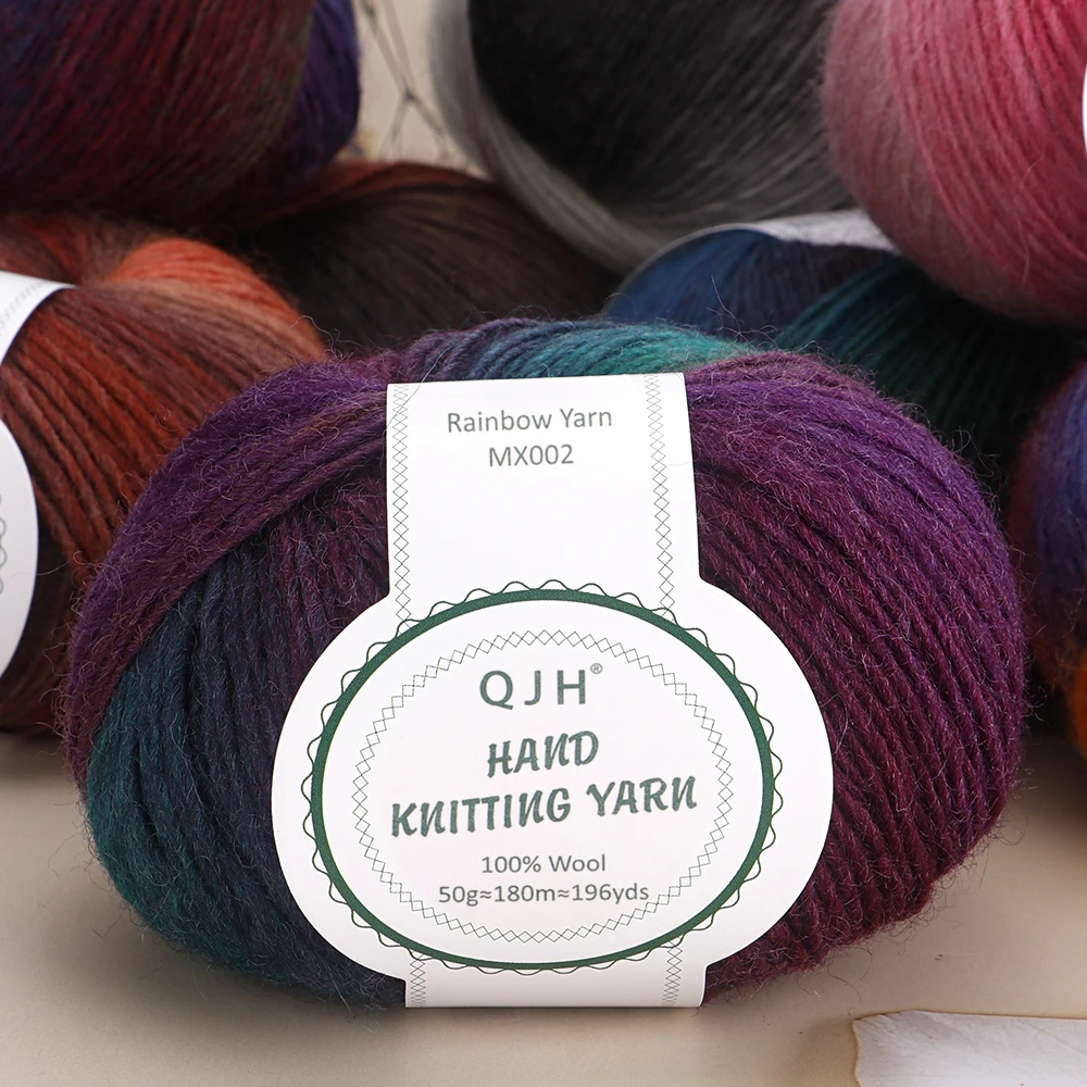 12 Stück lebendiges mehrfarbiges Regenbogen wollgarn-Hands tricken und Häkeln zum Erstellen kuschel iger Hüte, Schals Sweaters-50g 180m