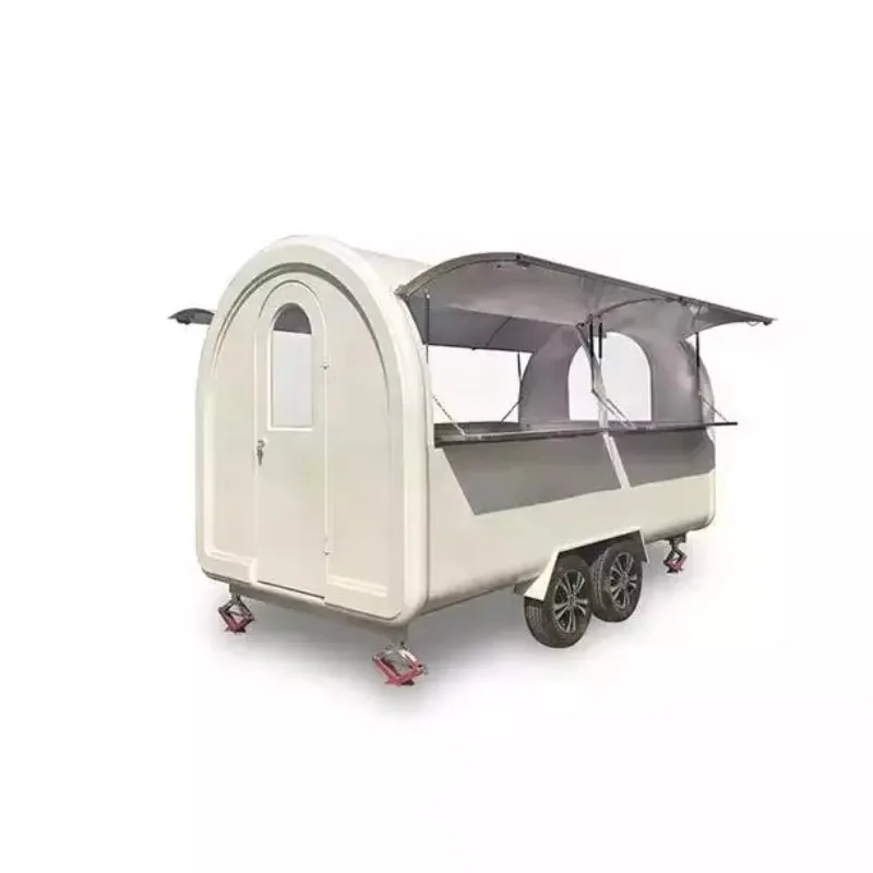 Mobile Food Truck Towable Food Trailer Stainless Steel Frame Rust Resistant Dining Cart