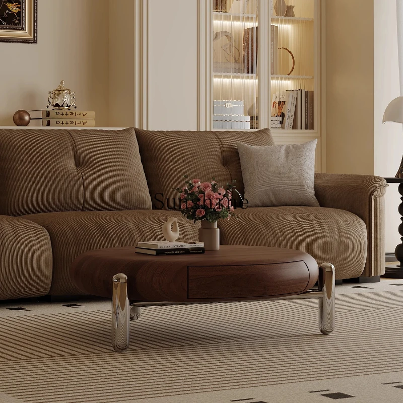 

Black walnut round coffee table living room home antique creative Internet celebrity coffee table