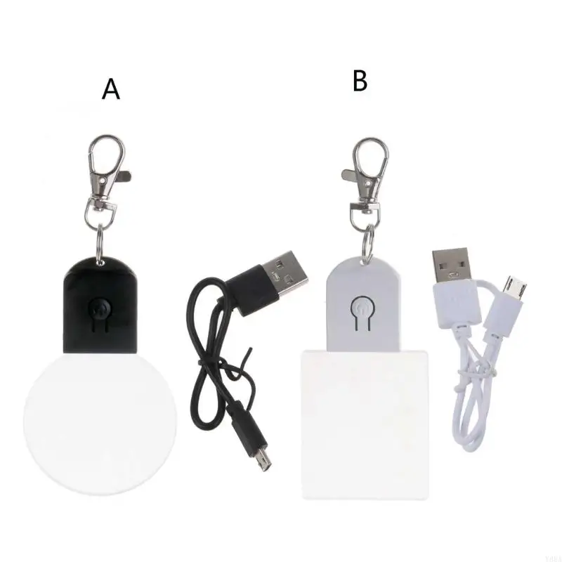 Y88A Rechargeable Keychain Flashlights Small Night Light Keychain Luminous Pendant