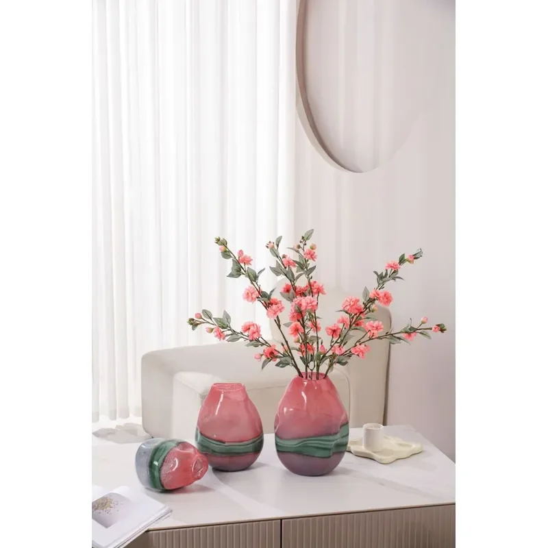 Large Handmade Glass Vase Modern Minimalist Flower Arrangement Decor for Villa Hotel Entrance Lobby Centerpiece