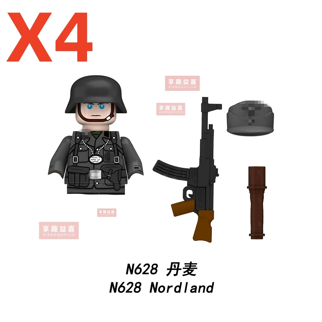 4PCS WW2 Kinder Militär Baustein Spielzeug US Deutschland Nordafrikanische Sowjetunion Amerikanischen Bürgerkrieg Soldaten Waffe Ziegel