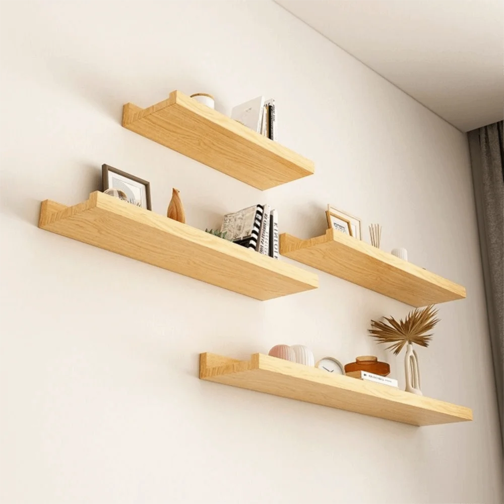 Platzsparendes Hölzernes Schweberegal Minimalistischer Stil Rustikales Wandmontiertes Aufbewahrungsregal Dekoratives Bücherregal Organizer