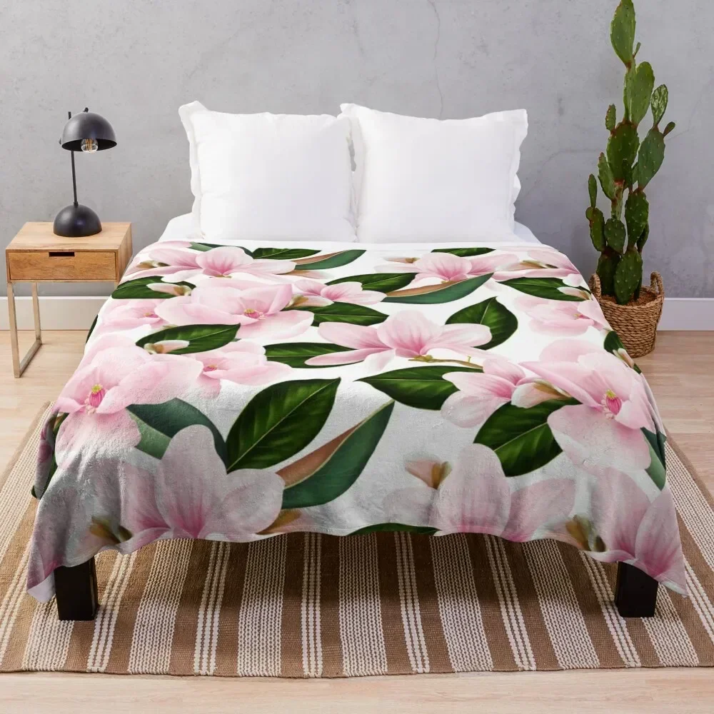 

Seamless pattern with spring cherry blossom Throw Blanket Winter beds Thin Blankets