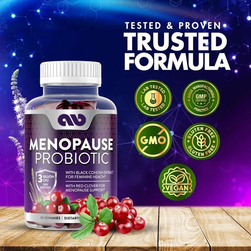 

Women's Menopausal Supplements - Menopausal Probiotic Gummies - Contains Black Hemp and Cranberry - Non GMO, Vegetarian