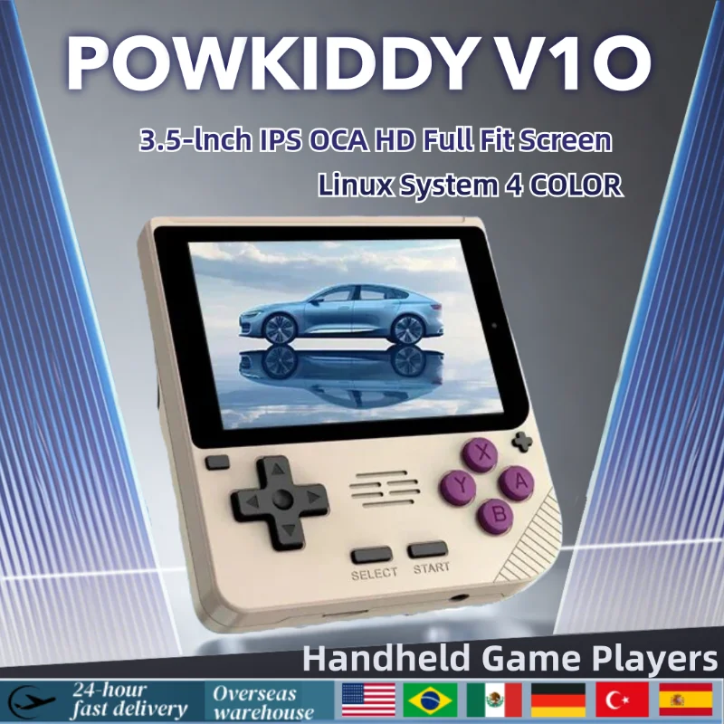 

POWKIDDY V10 Handheld Game Consoles 3.5-inch IPS Screen 480*320 RK3326 Open Source System New Consoles Children Gifts Men Gifts
