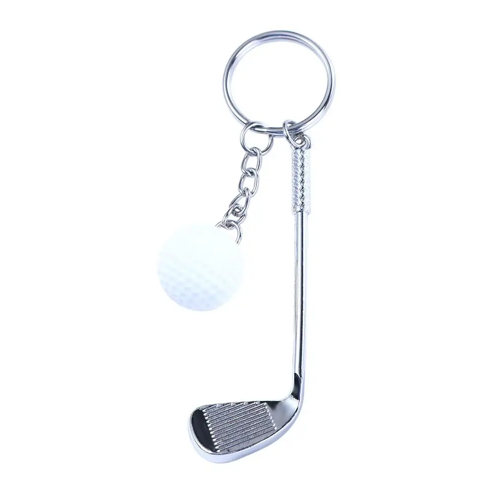 Sporting Goods Souvenir Ball For Gift Car Key Chain Jewelry Ball Pendant Mini Golf Racket Golf Ball Key Chain Metal Keychain