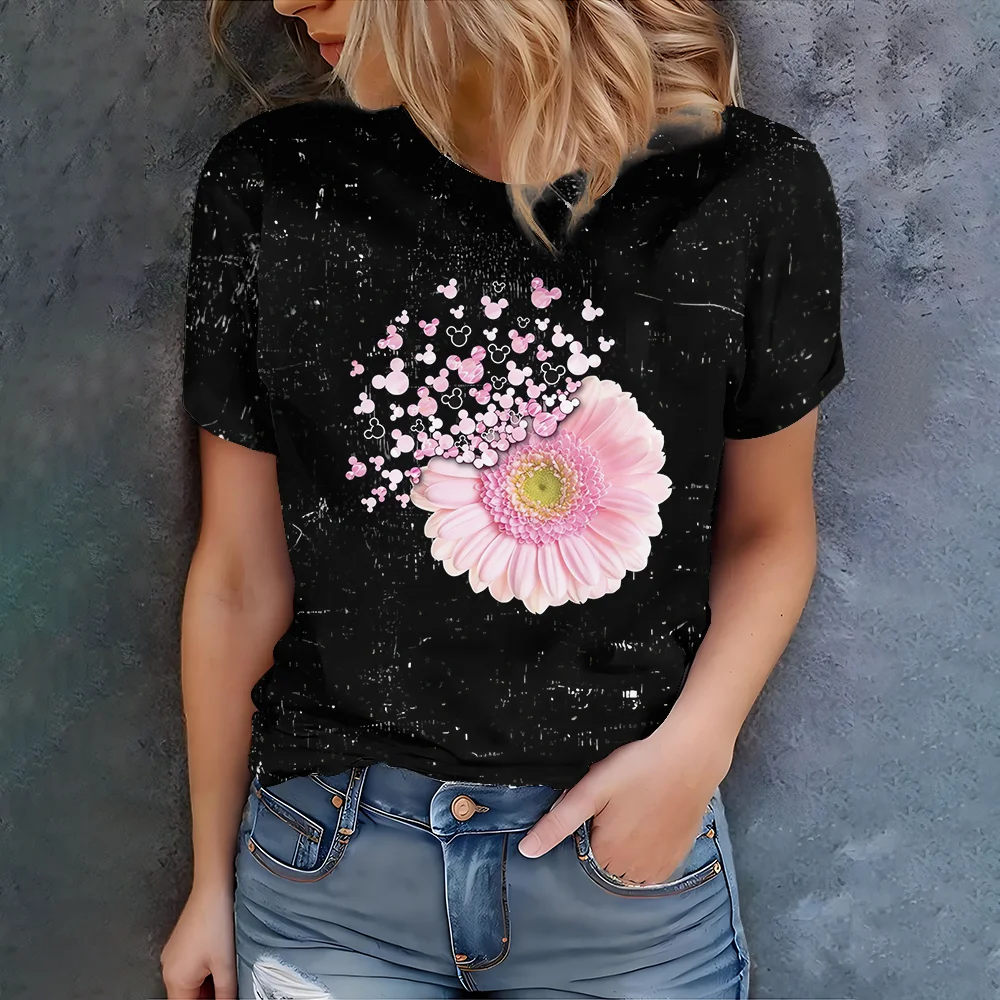 

T-shirt women's summer casual round neck short sleeved pattern top loose casual women's T-shirt