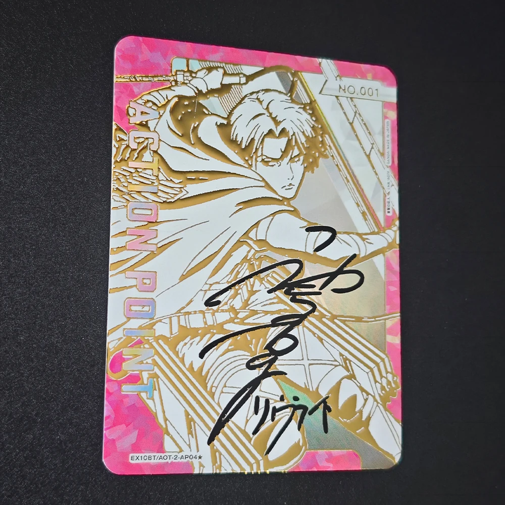 Anime Union Arena Collection Card Attack On Titan Levi Ackerman Hange Zoe Signature Card Textured Refractive Flash Card Kid Gift