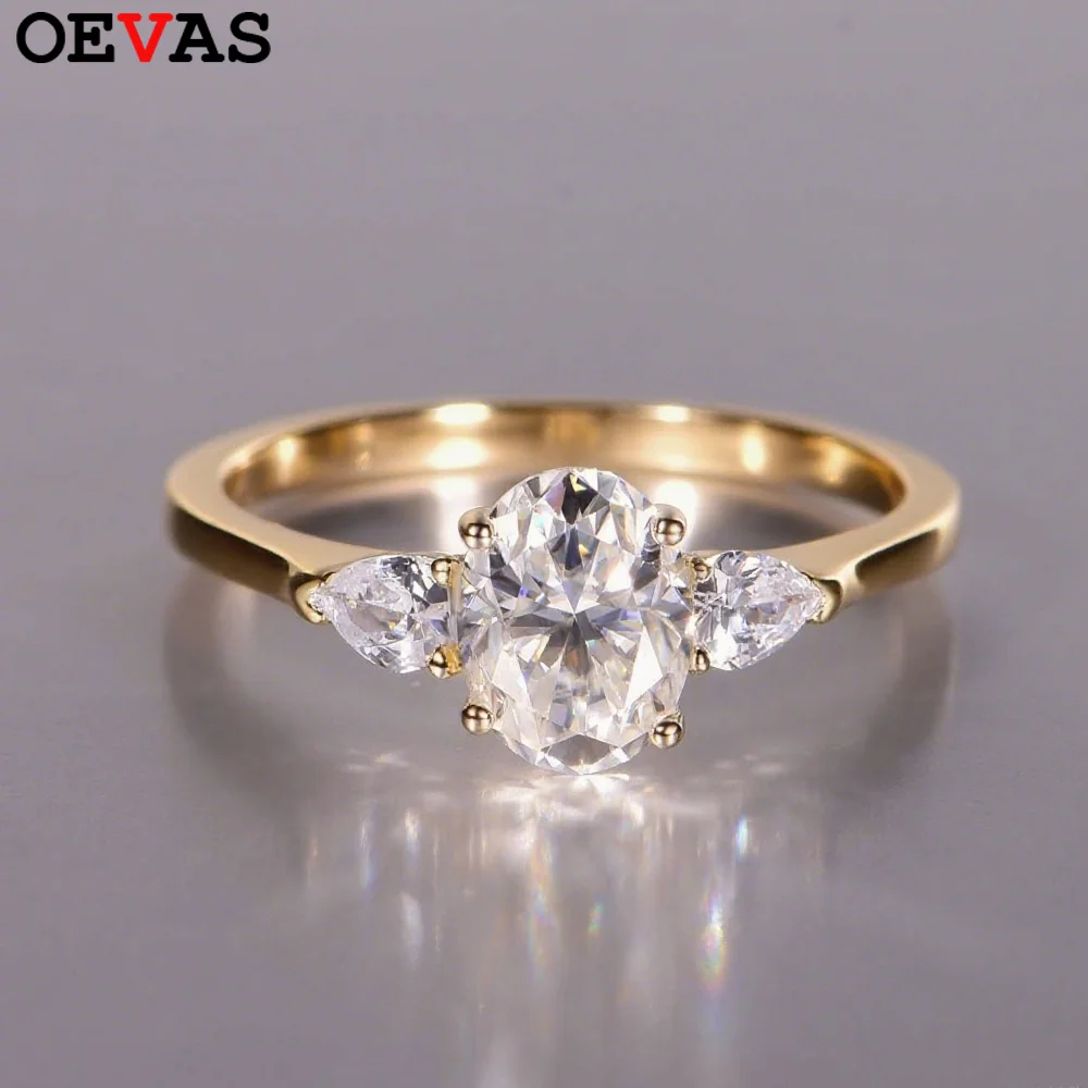 

OEVAS GRA сертифицированное кольцо с муассанитом овальной огранки 1,5 карата, 100% стерлинговое серебро S925 для женщин, обручальное кольцо, ювелирные изделия оптом