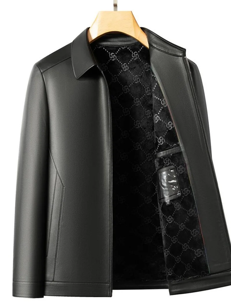 Spring and Autumn New Genuine Leather Men's Sheep Leather Jacket Mock Collar Youth Premium Casual Coat Motorcycle