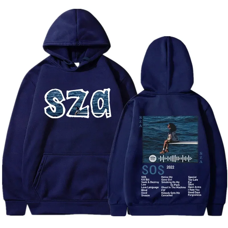 Sza อัลบัมเพลงใหม่ SOS สเวตเชิ้ตแบบสวมศีรษะโอเวอร์ไซส์แนววินเทจของเสื้อฮู้ดชายหญิงสเวตเชิ้ตทรงหลวมสบายๆแนวสตรีทฮิปฮอปใส่ได้ทั้งชายและหญิง