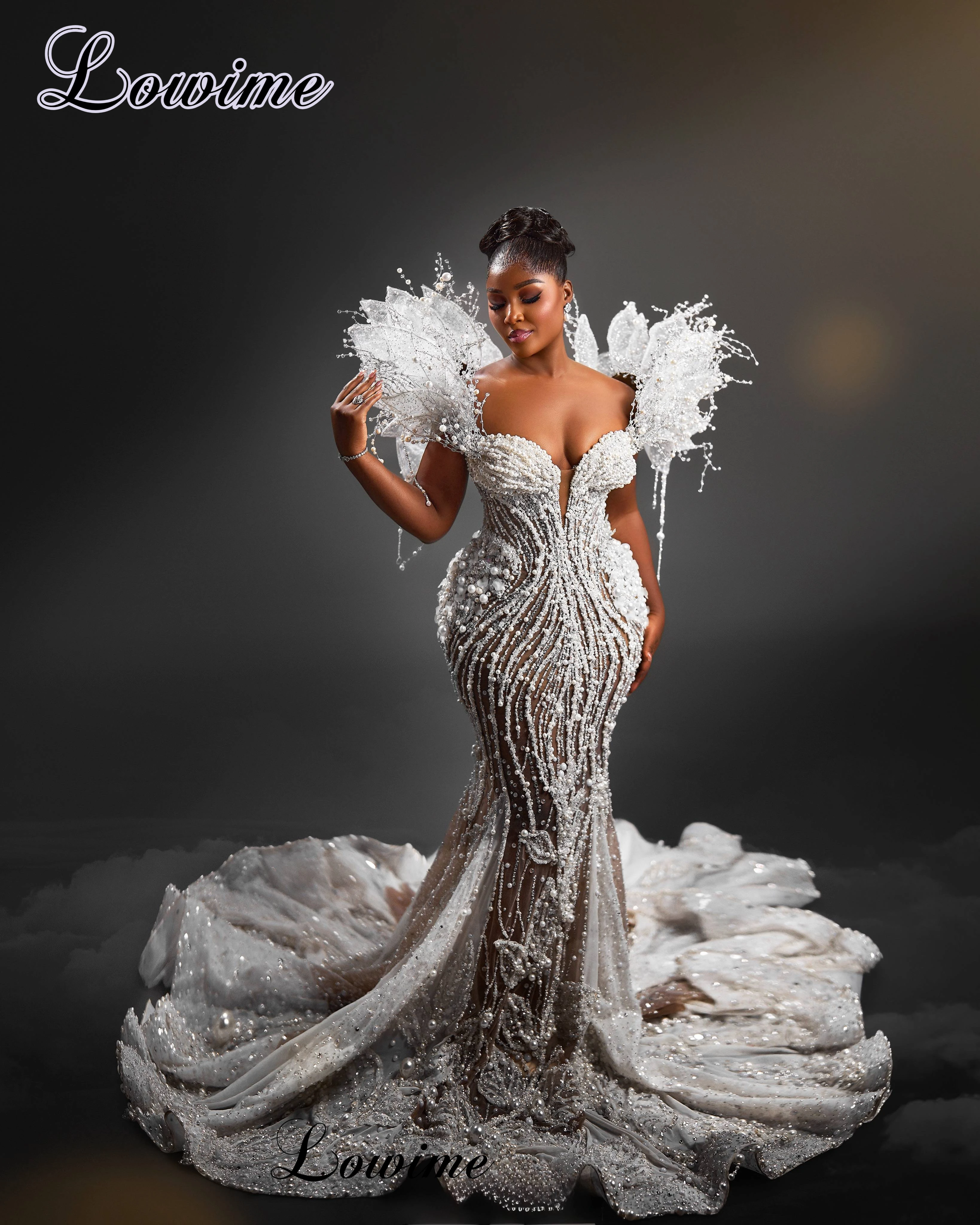 Luxury Beaded Celebrity Dresses With Pearls Elegant Evening Dresses Mermaid Special Prom Dresses Vestidos De Gala Customized