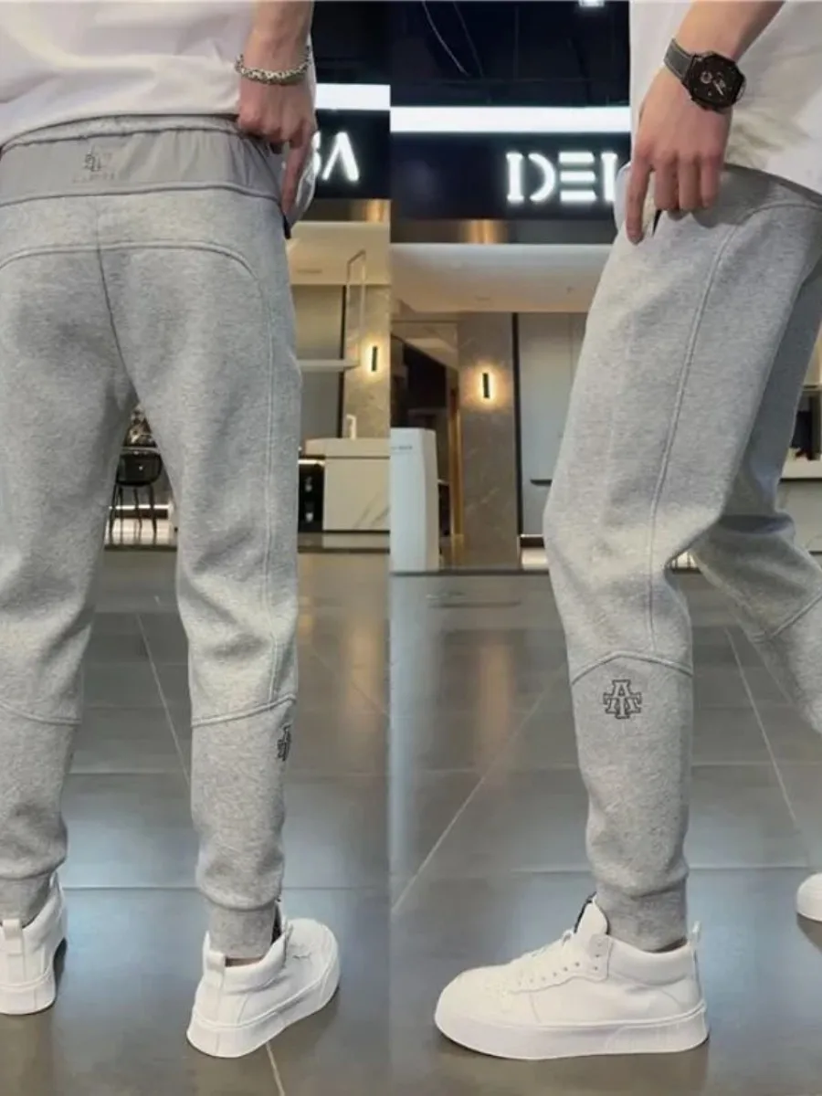 

Faionable Patchwork Men's Casual Pants Slim Fit Trendy Couple's Sweatpants Autumn Winter New Sle Ci Walk Small Foot Pants