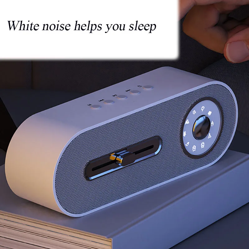 White Noise Bluetooth Speaker Plastic Two Speed Timing Sleeping Sound Desktop Subwoofer with 8 Sounds of Nature