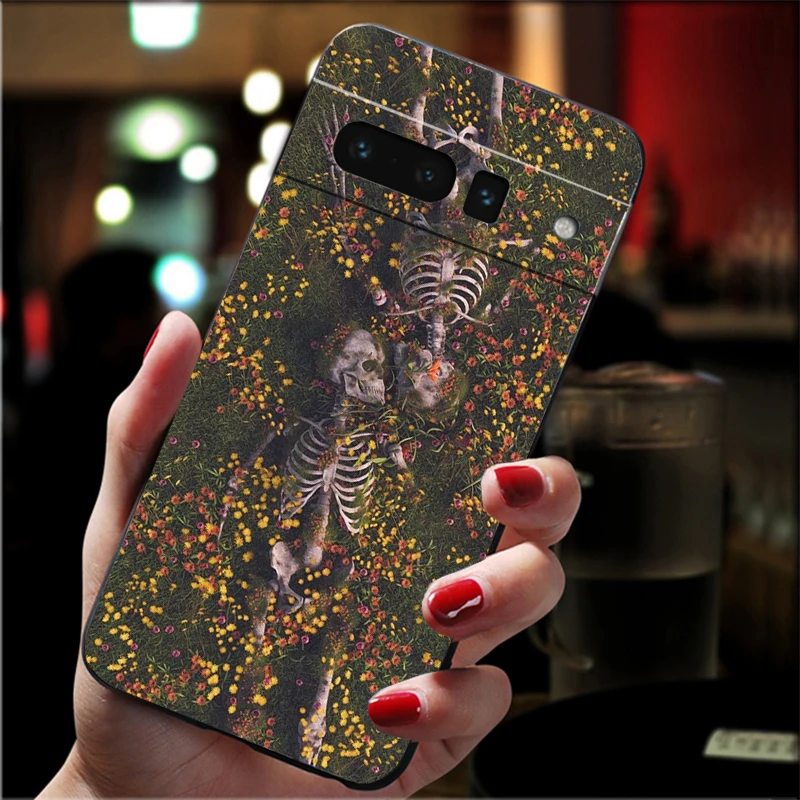 Skeleton in flowers Phone Case For Google Pixel 9 Pro XL 8 7 6 Pro Pixel 8A 7A 6A 4A 3A 3XL Pixel 8 7 6 5 4