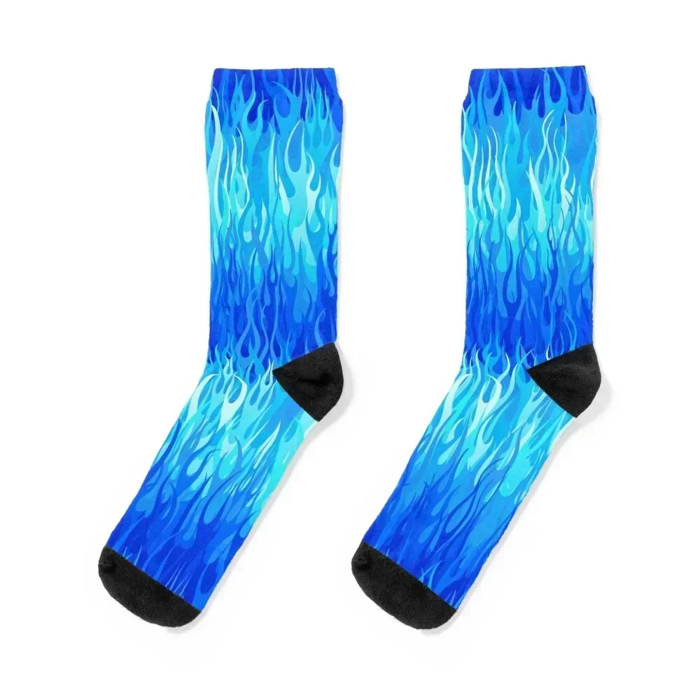 

Blue Flames Pattern Socks luxury winter thermal Men's Socks Female Men's