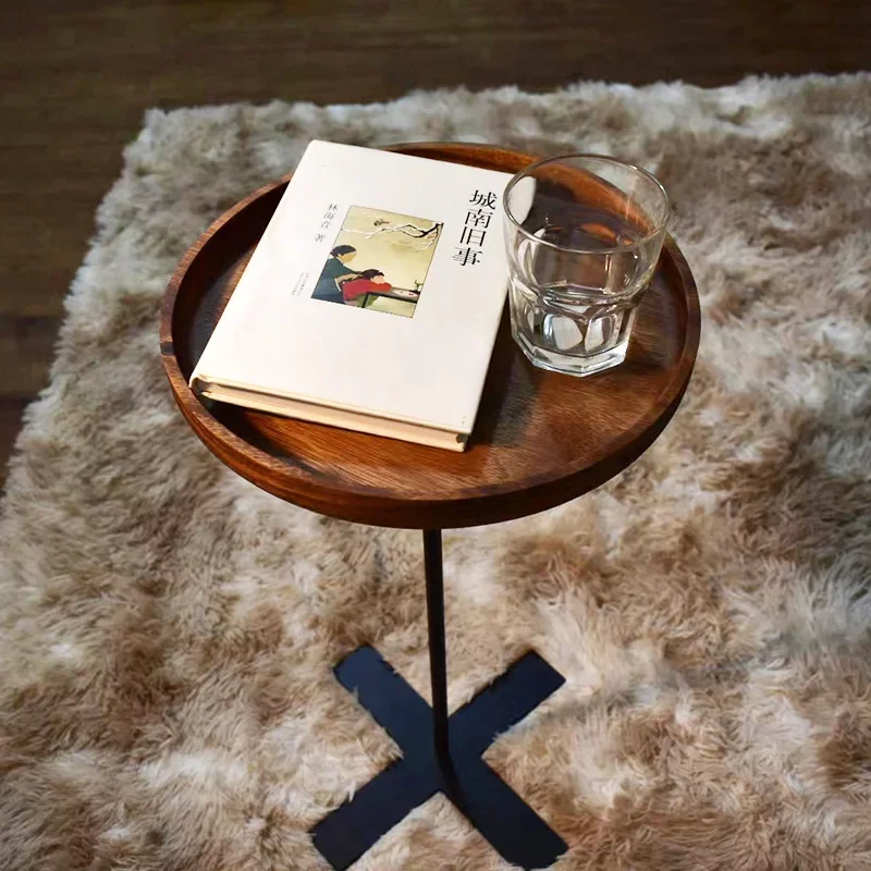 Solid Wood Narrow Coffee Mobile Balcony Table for Small Apartments,Creative Bedside Table Living