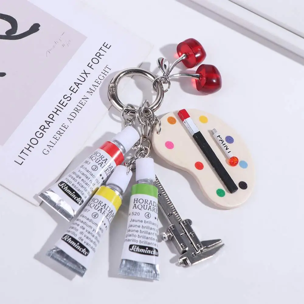 Creative Handmade Color Palette Keychain Brush Drawing Boards Car Keychain Paints Rule Bag Ornaments Student