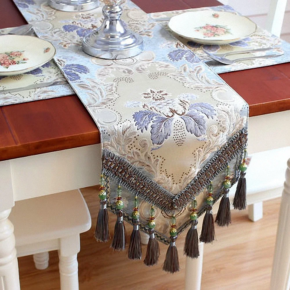 Elegant Extravagant Jacquard Table Runner Exquisite Craft Tablecloth Bed Cover European Tassel Pendant Table Cover Table Flag