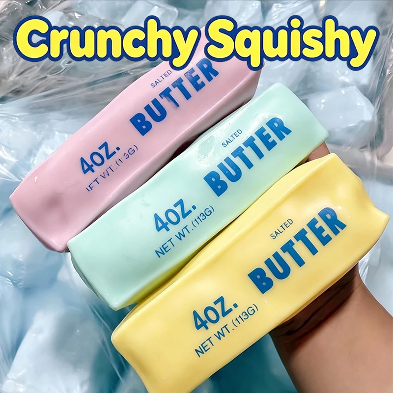 Butter Stick Crunchy Squishy Stress Ball Round Blocks Filled Fidget Toy ASMR Stress Relief Squeeze Toy Decompression Gifts