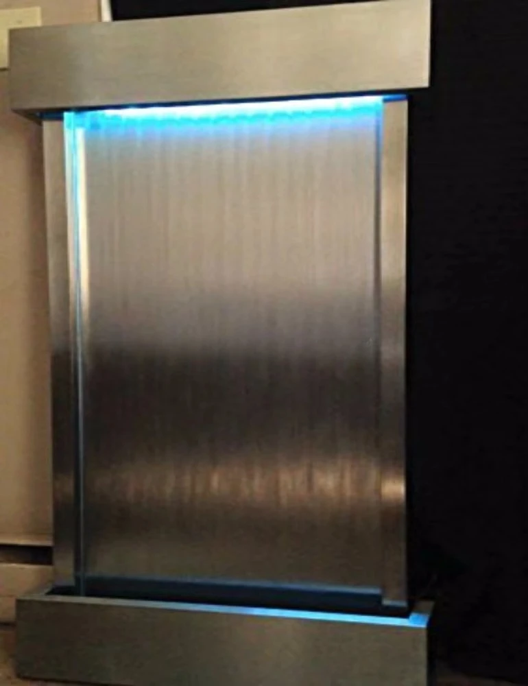 

55"H Morden Wall-mounted Waterfall Cascade Fountain Screen with Color-changing LED Light for Home Room Deco