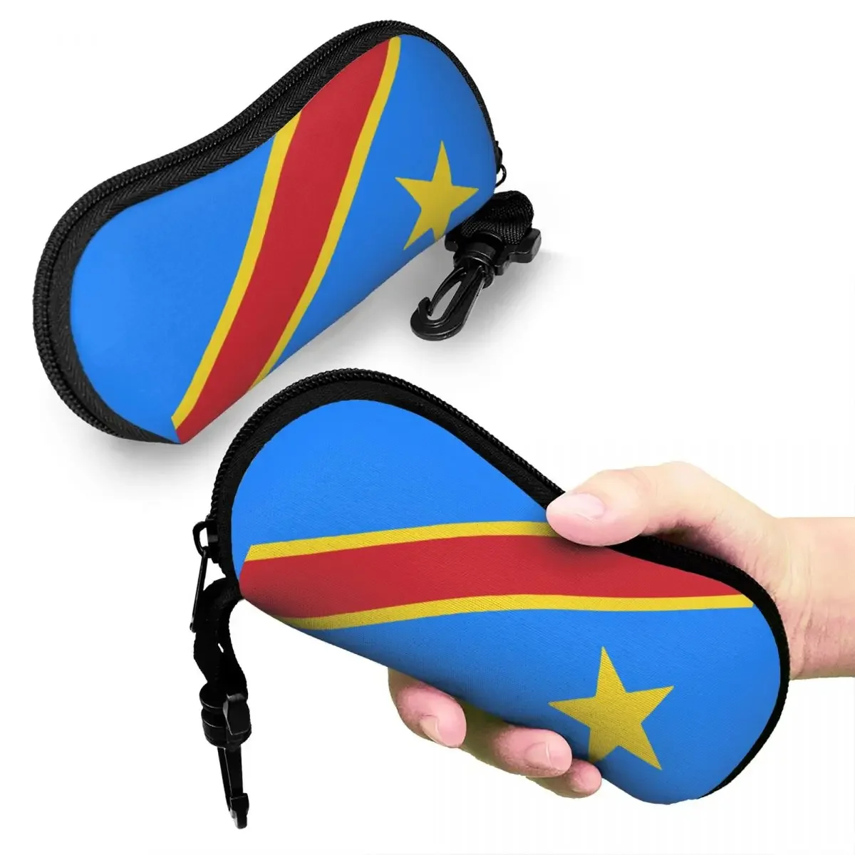 Flag Of Congo Kinshasa Zaire Glasses Case Unisex Waterproof Accessories Sunglasses Protector Small Eyewear Container