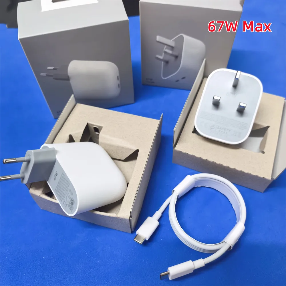 For Google 67W Dual USB-C PD Fast Charger With 1M PD Cable Type C Power Adapter EU UK Plug For Laptop Pixel 11 10 9 8 Pro XL 10A