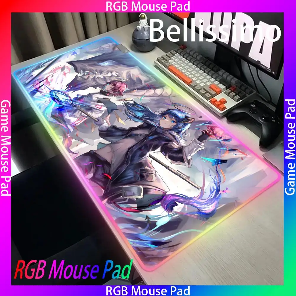 

RGB Gaming Mouse Pad Arknights 900x400mm Rubber Colorful Luminous Anime Large Led Lighting Mousepad Gamer Keyboard Desk Mat Pads