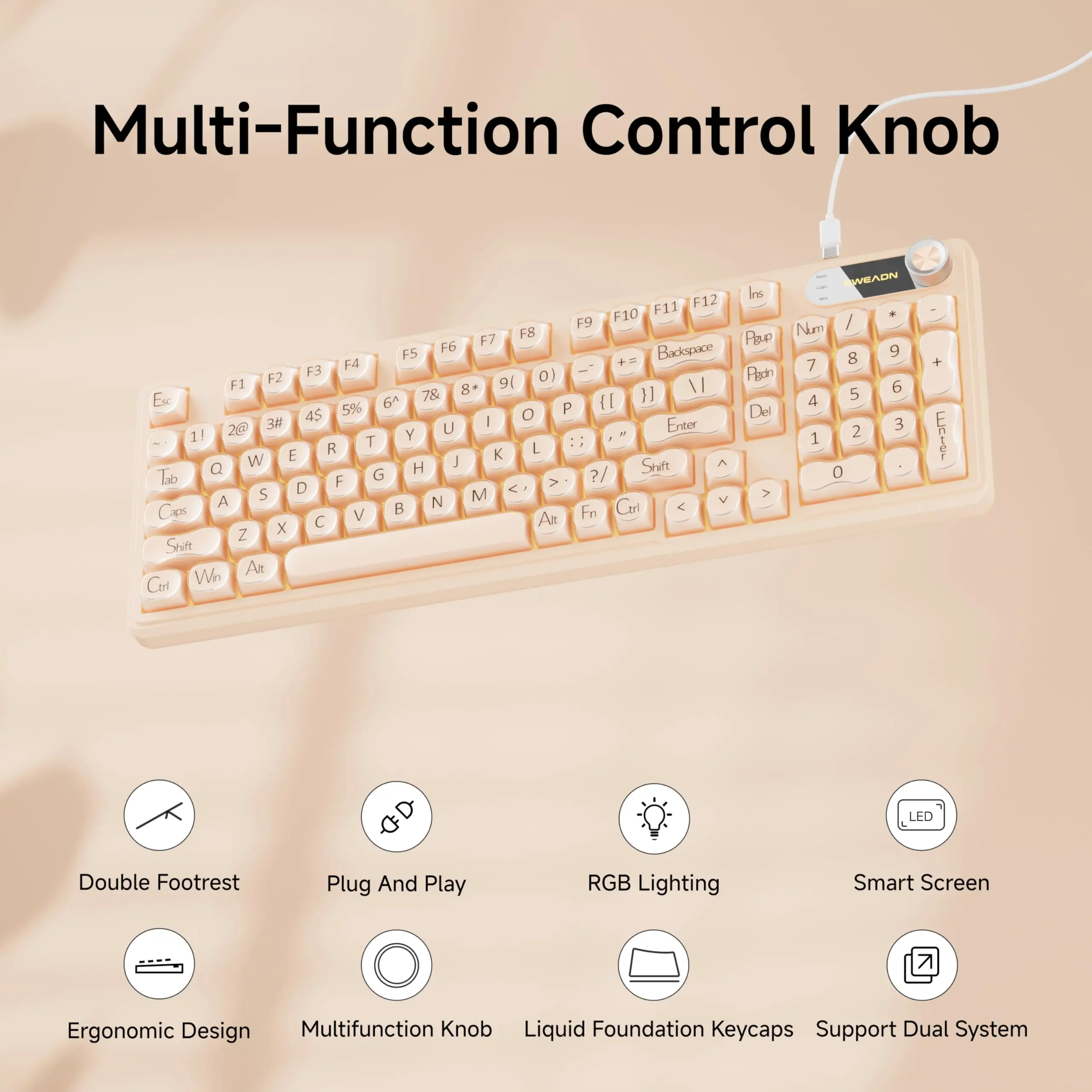 EWEADN V102 Wired Keyboard 98 Keys Creamy Gaming Keyboard RGB Silent Wired Cute Mechanical Computer Keyboard for Laptop PC Gamer