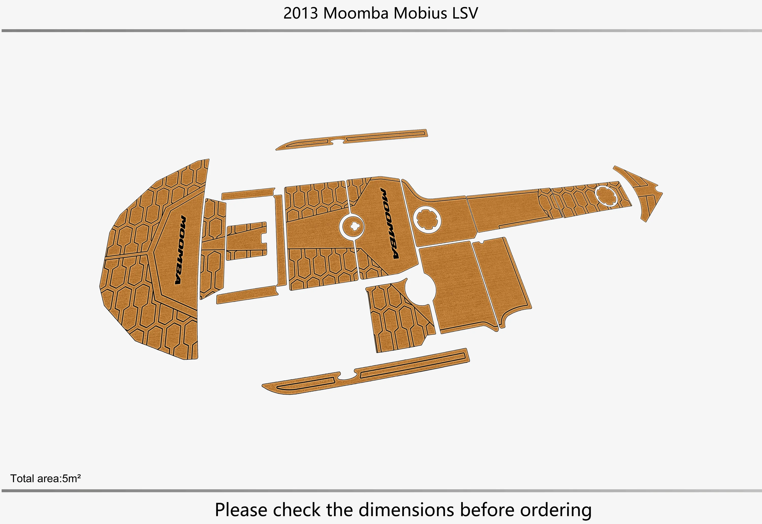 Non-Slip EVA Faux Teak Marine Mat Self-Adhesive 6mm Yacht Cockpit Pad for 2013-2015 Moomba Mobius LSV Decking Easy Install