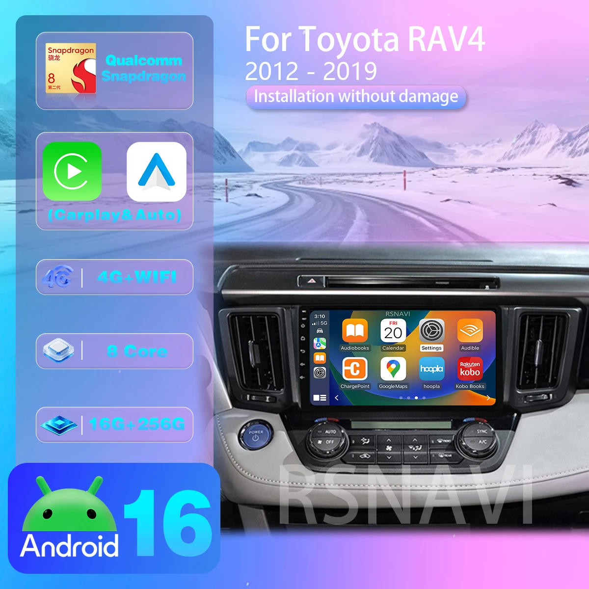 Qualcomm Android 16 Für Toyota RAV4 2012 - 2018 Carplay Auto QLED Bildschirm Autoradio BT Multimedia Player Autoradio GPS Stereo