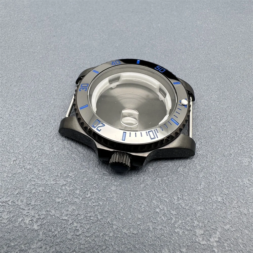 40mm Steel Black Watch Case Modified Watch Accessories Mechanical Case for 8200/8215/GD2813/GD3804/NH35A/NH36 Movement