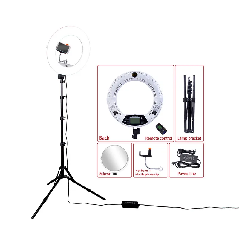 

Yidoblo White FE-480II 5500K Dimmable Camera Photo/Studio/Phone/Video 18" 96W 480 LED Ring Light LED Lamp+200cm tripod +Bag Kit