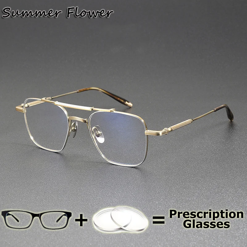 

Prescription Glasses Oversize Frame Men Top Quality Hign End Pure Titanium IP Ultra Light Progressive Photochromic Lenses