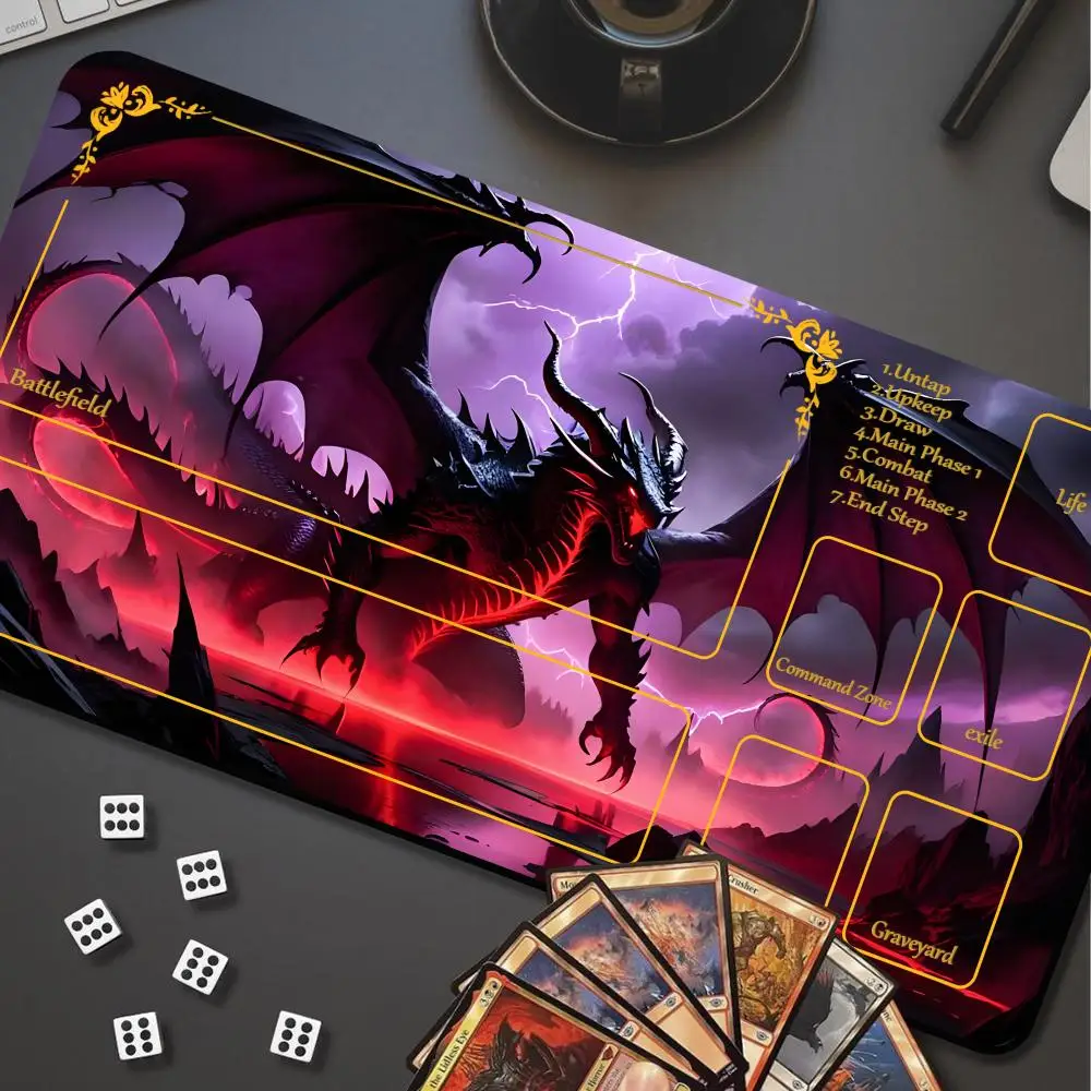 

HYBXAXC Fantasy Dragon Playmat, Large Gaming Mouse Pad, Waterproof Desk Mat for Trading Card Game & Office