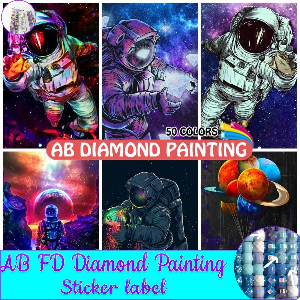 

AB FD Diamond Painting Sticker Label 5D DIY Art Outer Space Embroidery Sale Astronaut Rhinestones Mosaic Cross Stitch Handmade