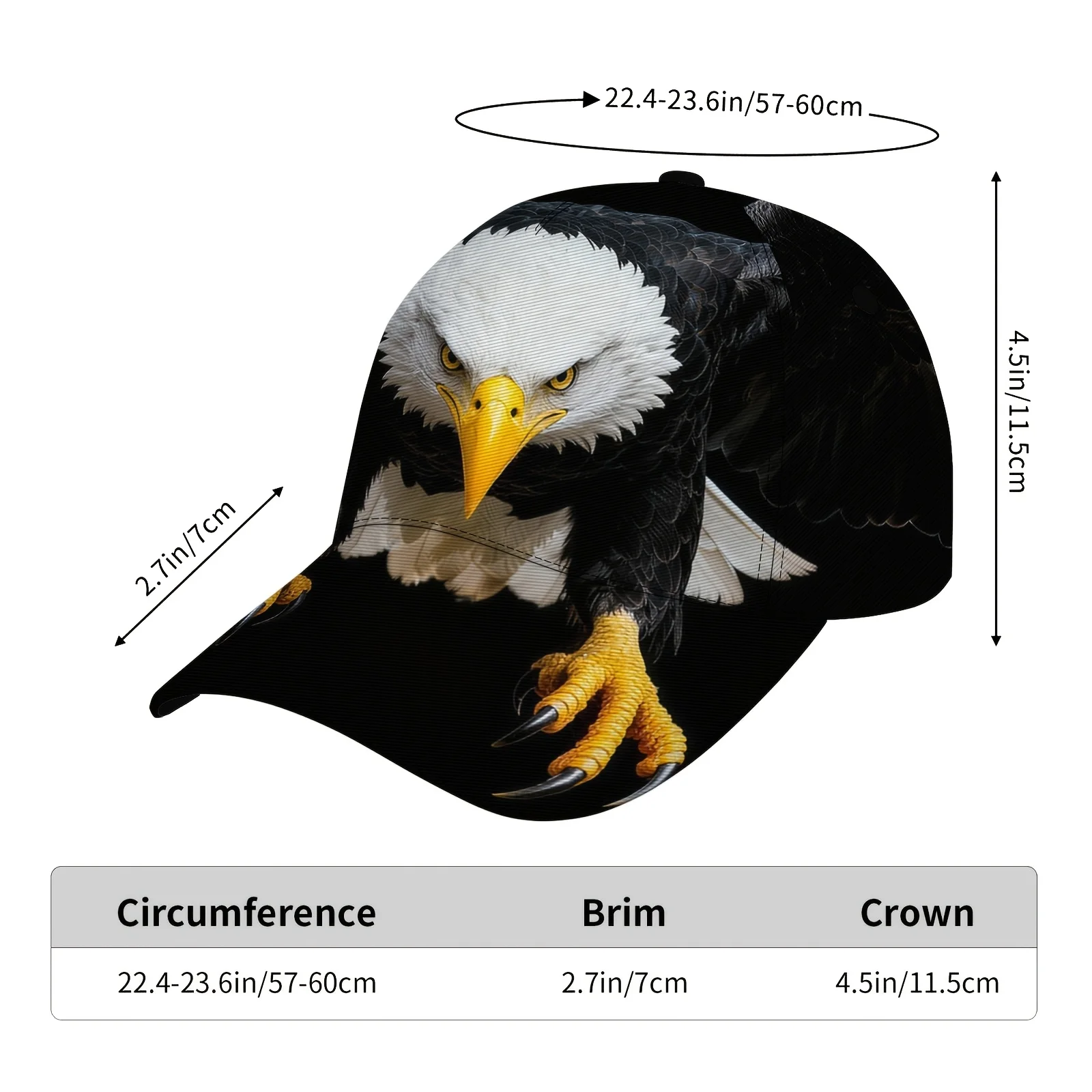 Bald Eagle Attack - Hyper-Realistic Bald Eagle with Sharp Talons & Intense Gaze, Lightweight - Streetwear Hat, Machine Washable,