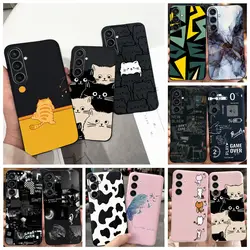 For Funda Samsung Galaxy A35 A25 2023 5G Case SM-A356B SM-A256B Black Cat Moon Night Fashion Coque Etui Matte Silicone Housing