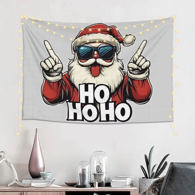 VIKAMA Crazy Cartoon Santa Tapestry Funny Christmas Face Wall Hanging Xmas Humor Art for Bedroom Living Room Party Decor