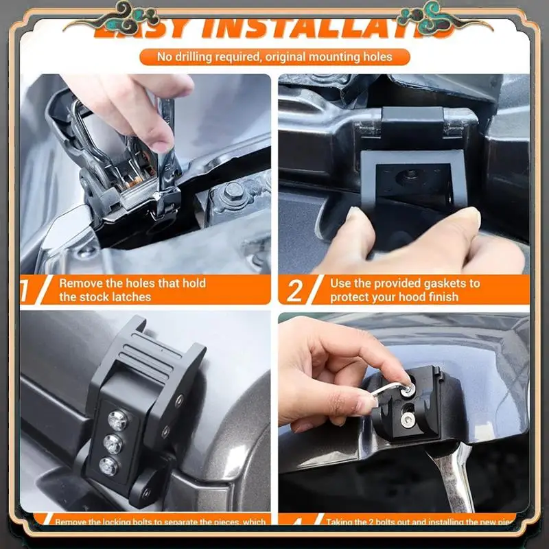 

M45K-Hood Latches Catch Kit For Jeep Wrangler JK 2007-2017 JL 2018-2024 Gladiator JT 2020-2024 Accessories