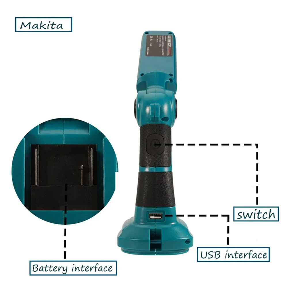 12W 1000LM Led Light for Makita 14/18V Li-ion Battery Vertical Desk Lamp Power Tool with USB Port
