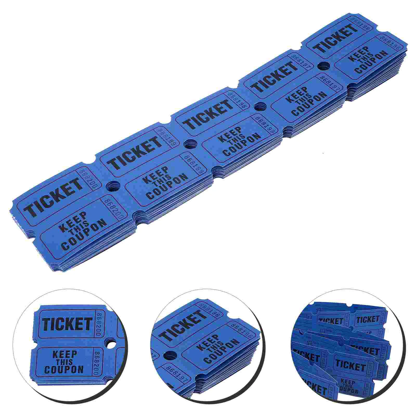 

100 Pcs Carnival Tickets Lottery Draw for Concert Food Blue Party Game Raffle Individual