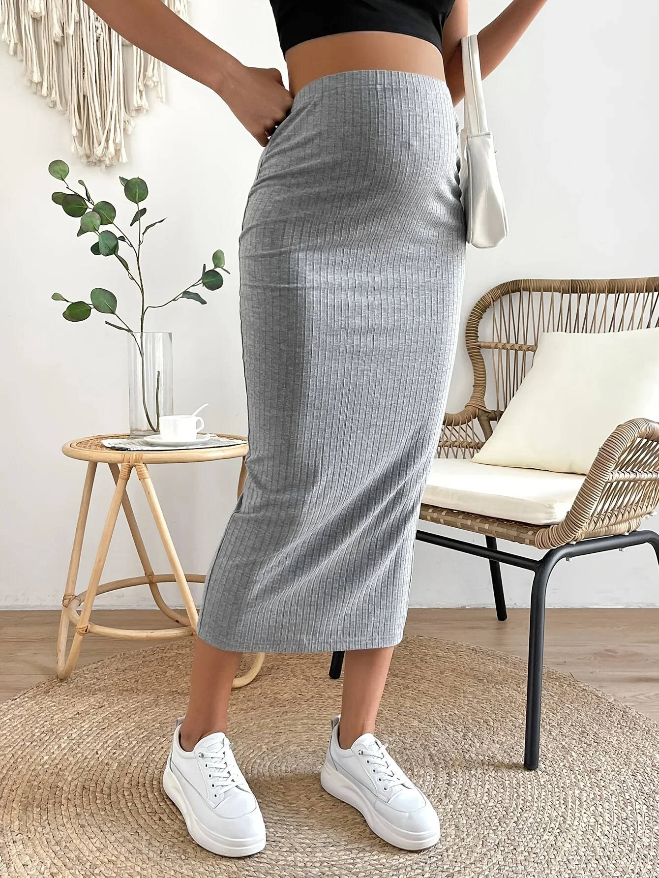 Summer Comfortable Casual Versatile Maternity Grey Dress, Slim Fit Hip-Hugging Skirt for Pregnant Women