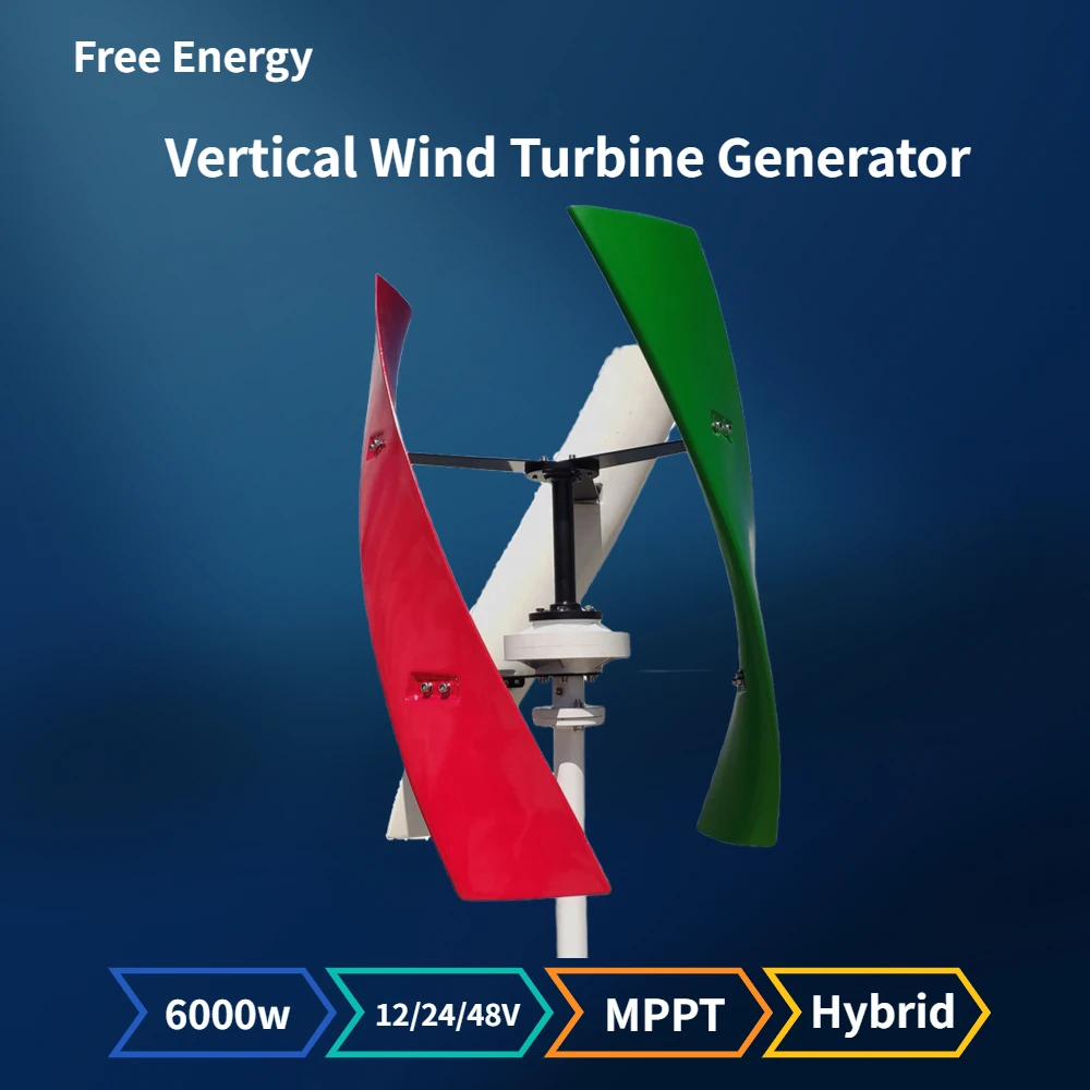 

Real Efficiency Free Energy Windmill 6kw 12v 24v 48v Vertical Axis Permanent Maglev Wind Turbine With 220v Output Inverter