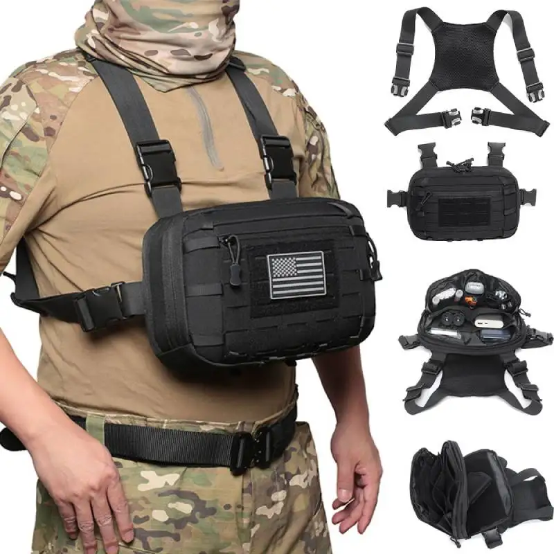 

1000D Nylon Fishing Tactical Vest Molle Pouch First Aid Kit Outdoor Hiking Hunting Waist Pack Chest Bag Lure Funny Pack Backpack