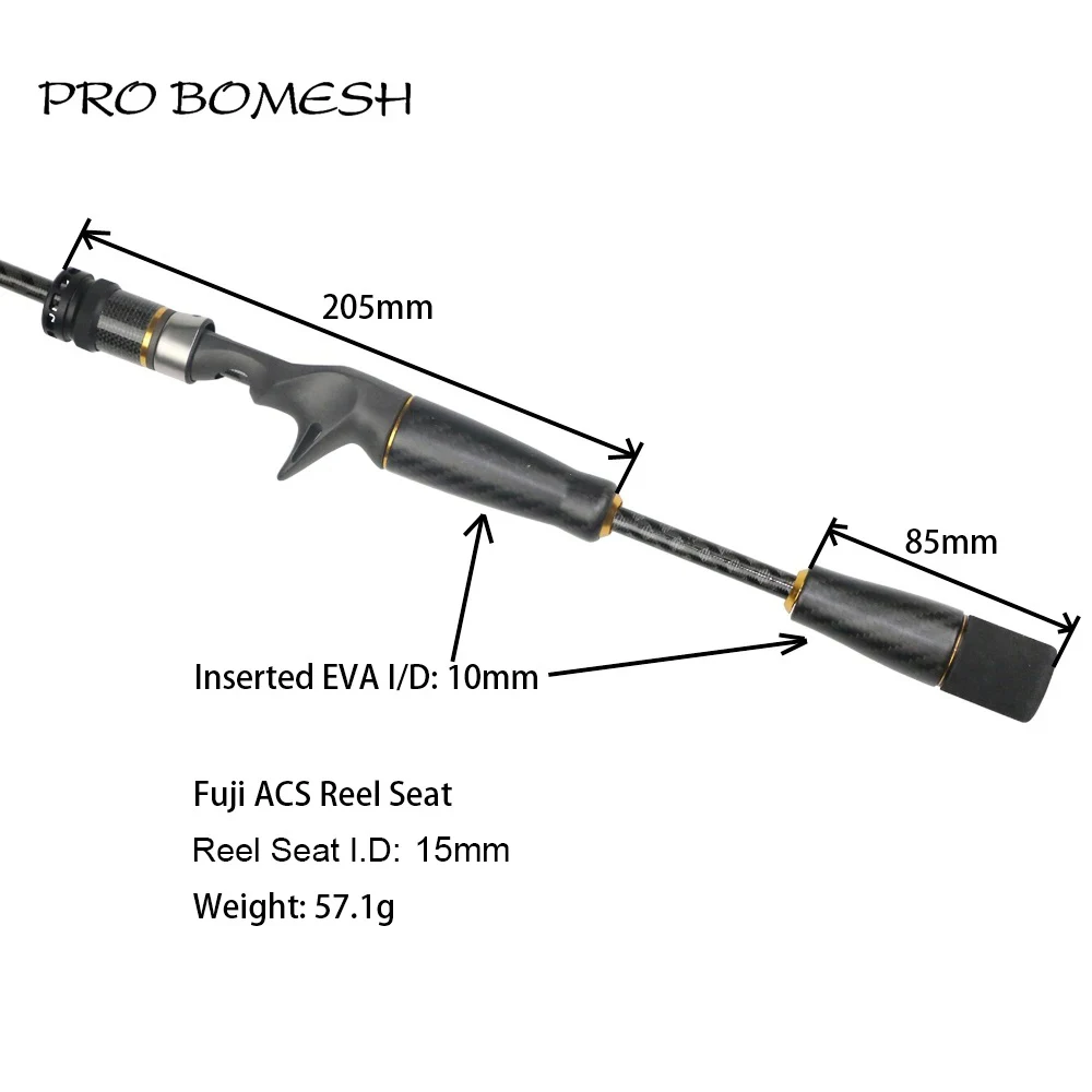 Pro Bomesh 1Set Fuji ACS ECS Reel Seat Carbon Fiber Split Grip Butt Grip Casting Handle Kit DIY Fishing Rod Accessory