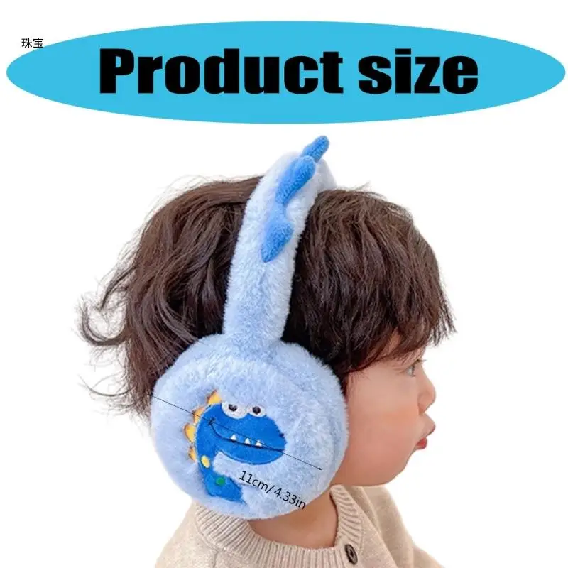 X5QE Children Foldable Ear Warmers Lovely Dinosaur Print Ear Muffs Soft Earmuffs