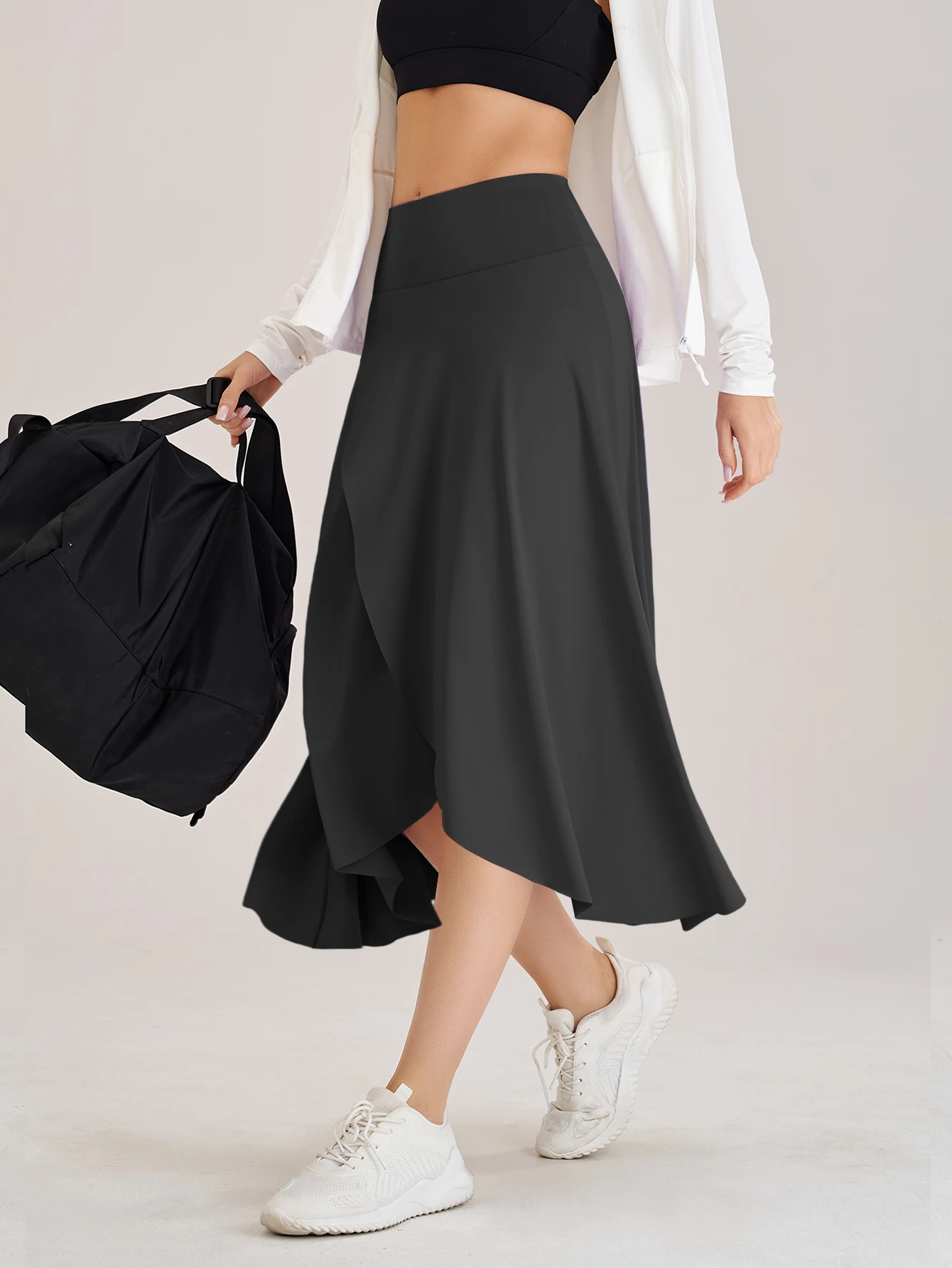 Lady Yoga Tennis Skorts Shorts with Side Pockets and an Opening at the Waist Long dress Fitness Sportswear Workout For Women